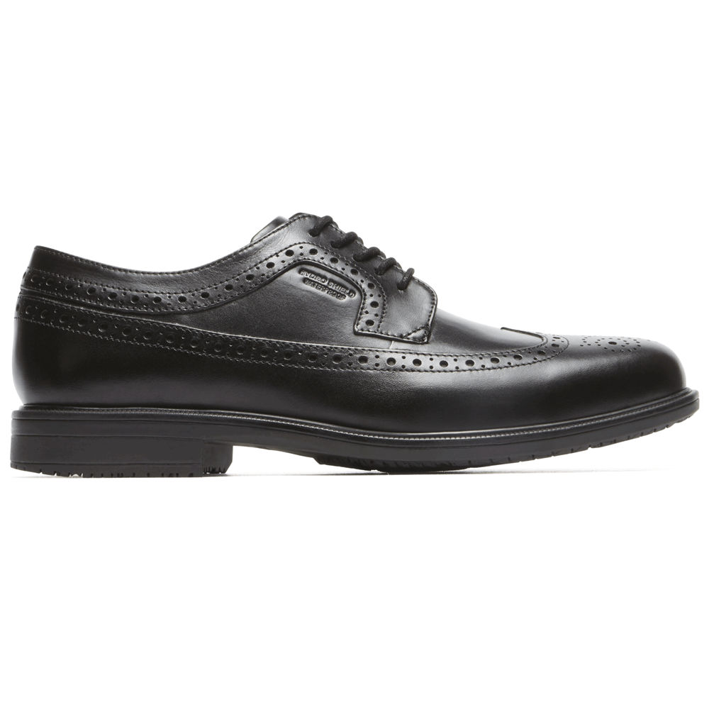 Rockport Mens Essential Details II Wingtip - Dress Shoes Black - UEV493287